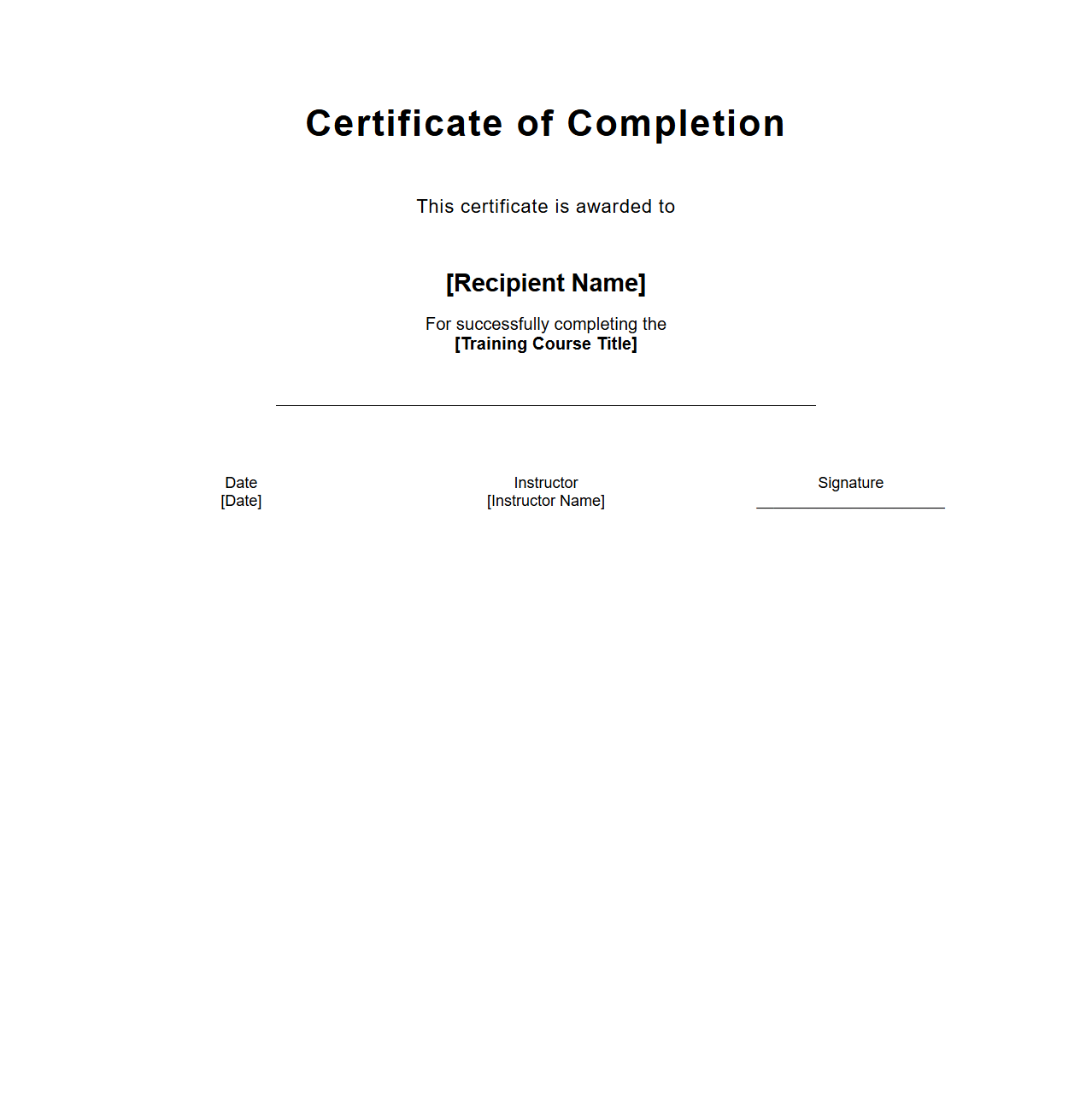 Minimalist Training Course Completion Certificate