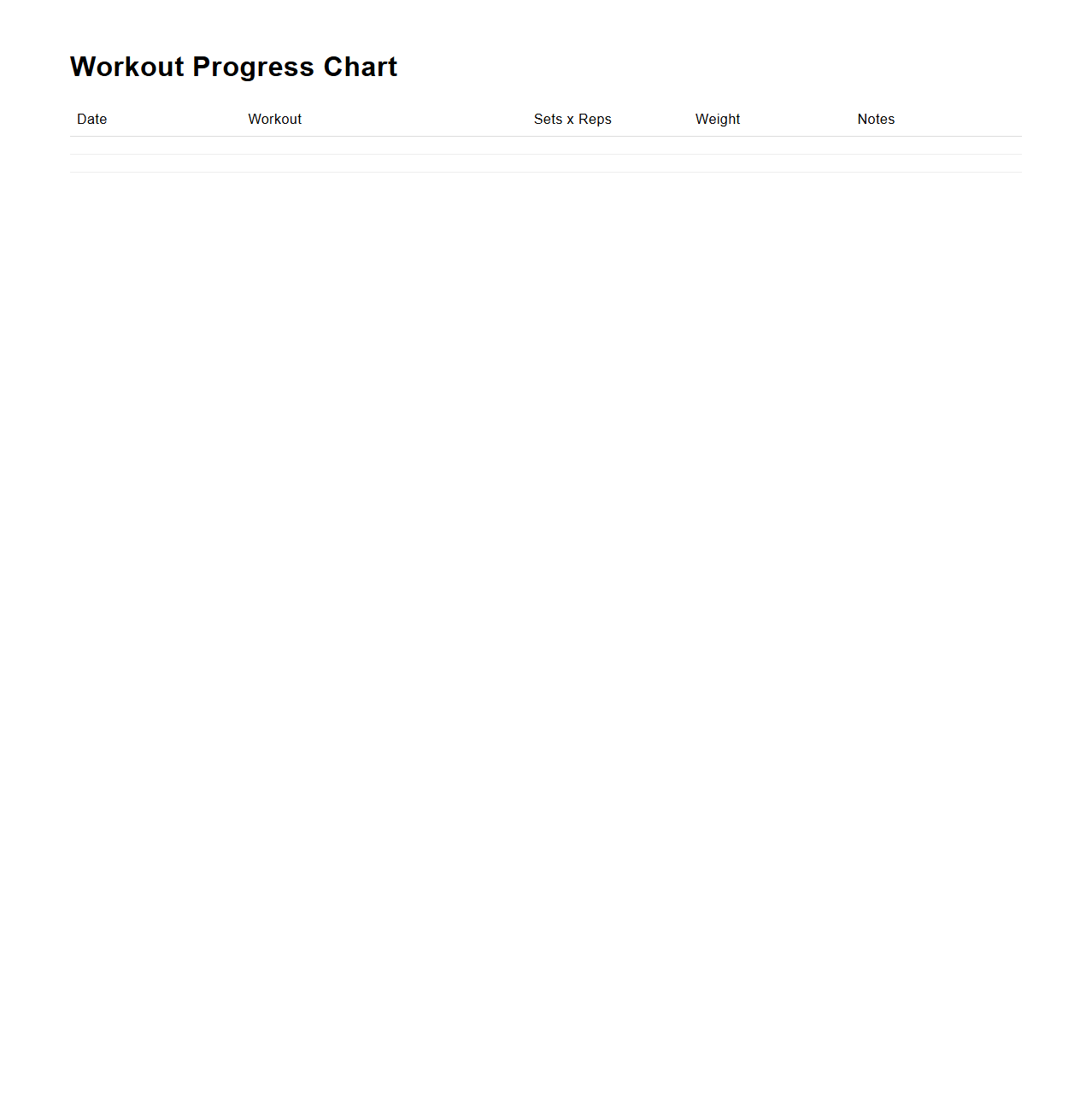 Minimalist Workout Progress Chart