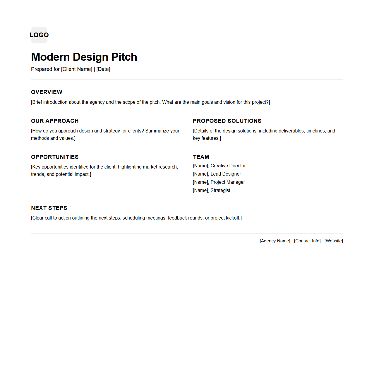 Modern Design Pitch Document for Agencies