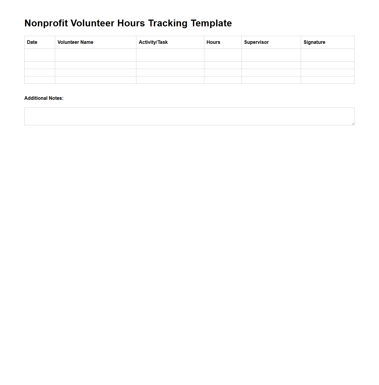 Nonprofit Volunteer Hours Tracking Template