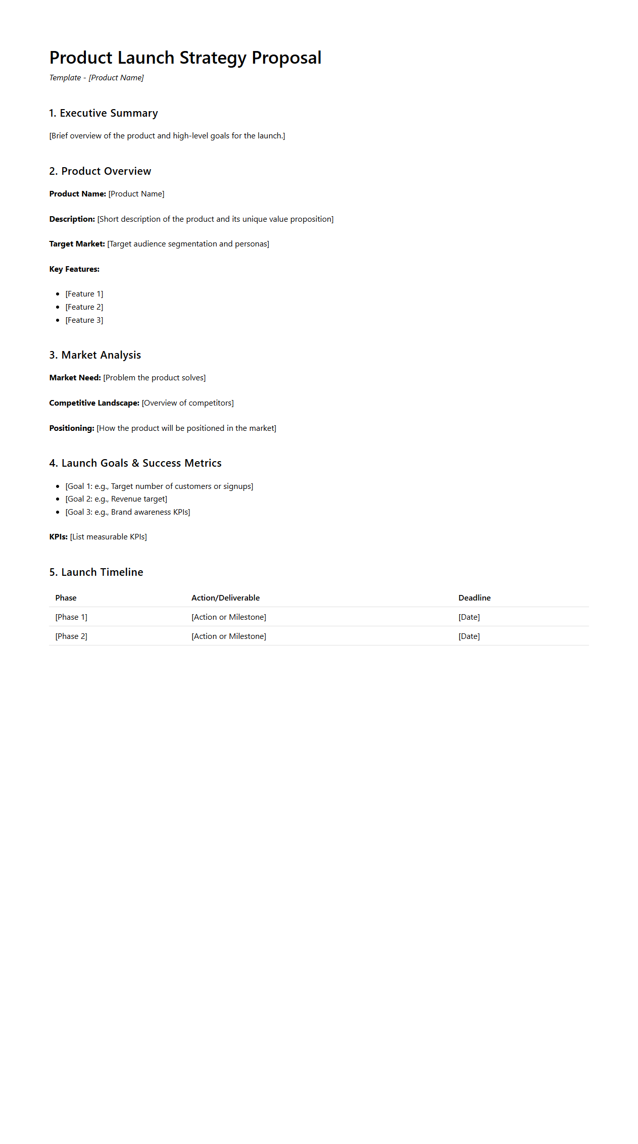 Product Launch Strategy Proposal Template