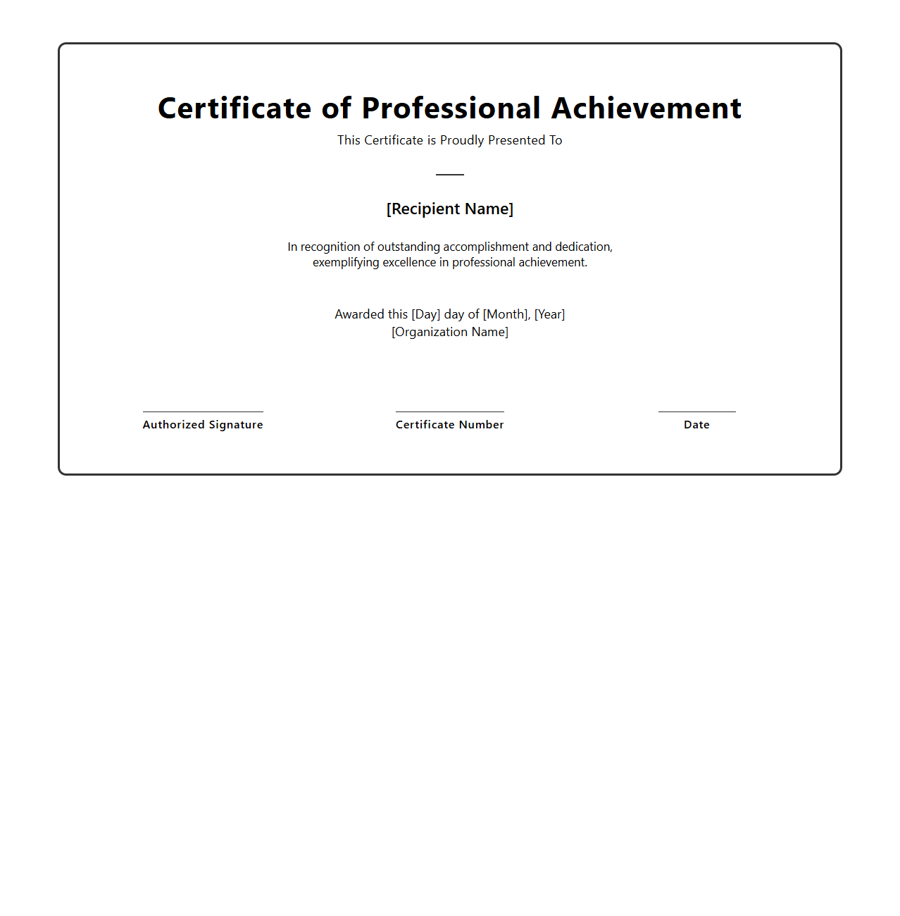 Professional Achievement Certificate Design