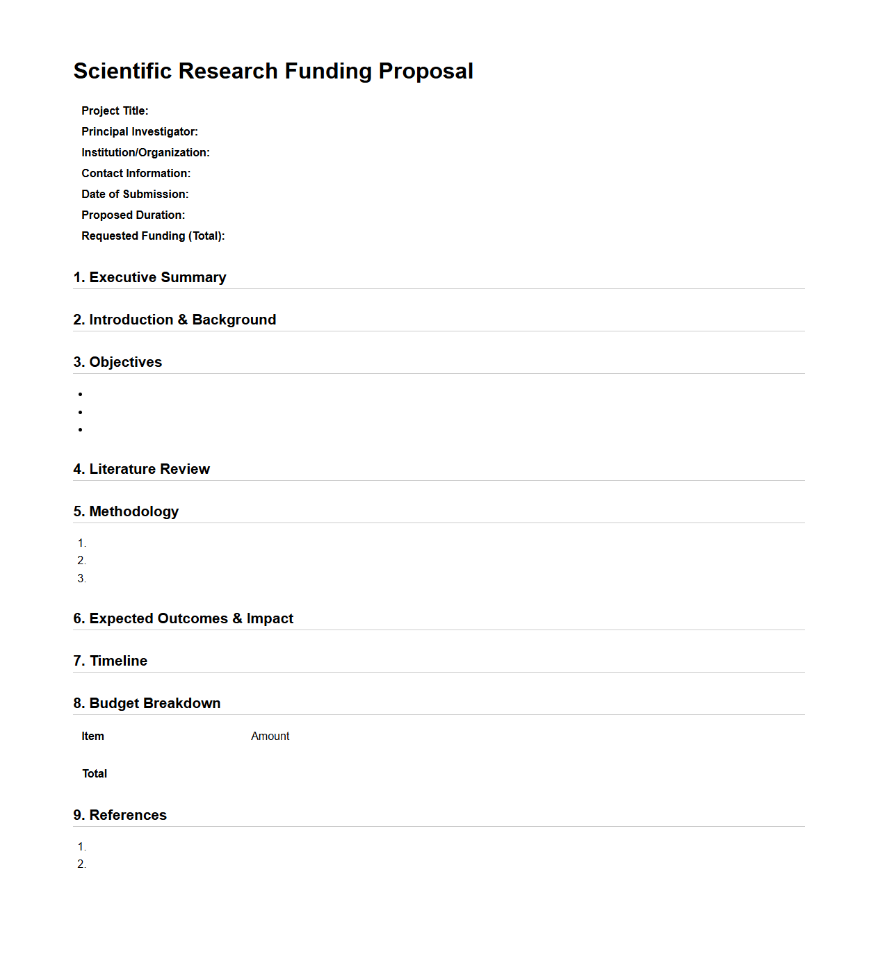 Scientific Research Funding Proposal Format