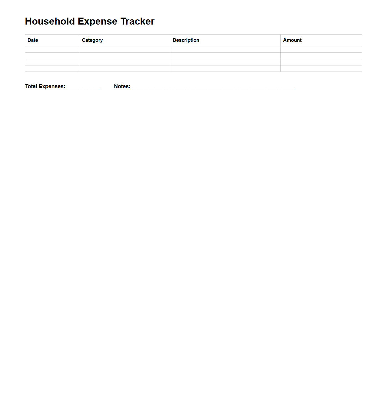 Simple Household Expense Tracker Template