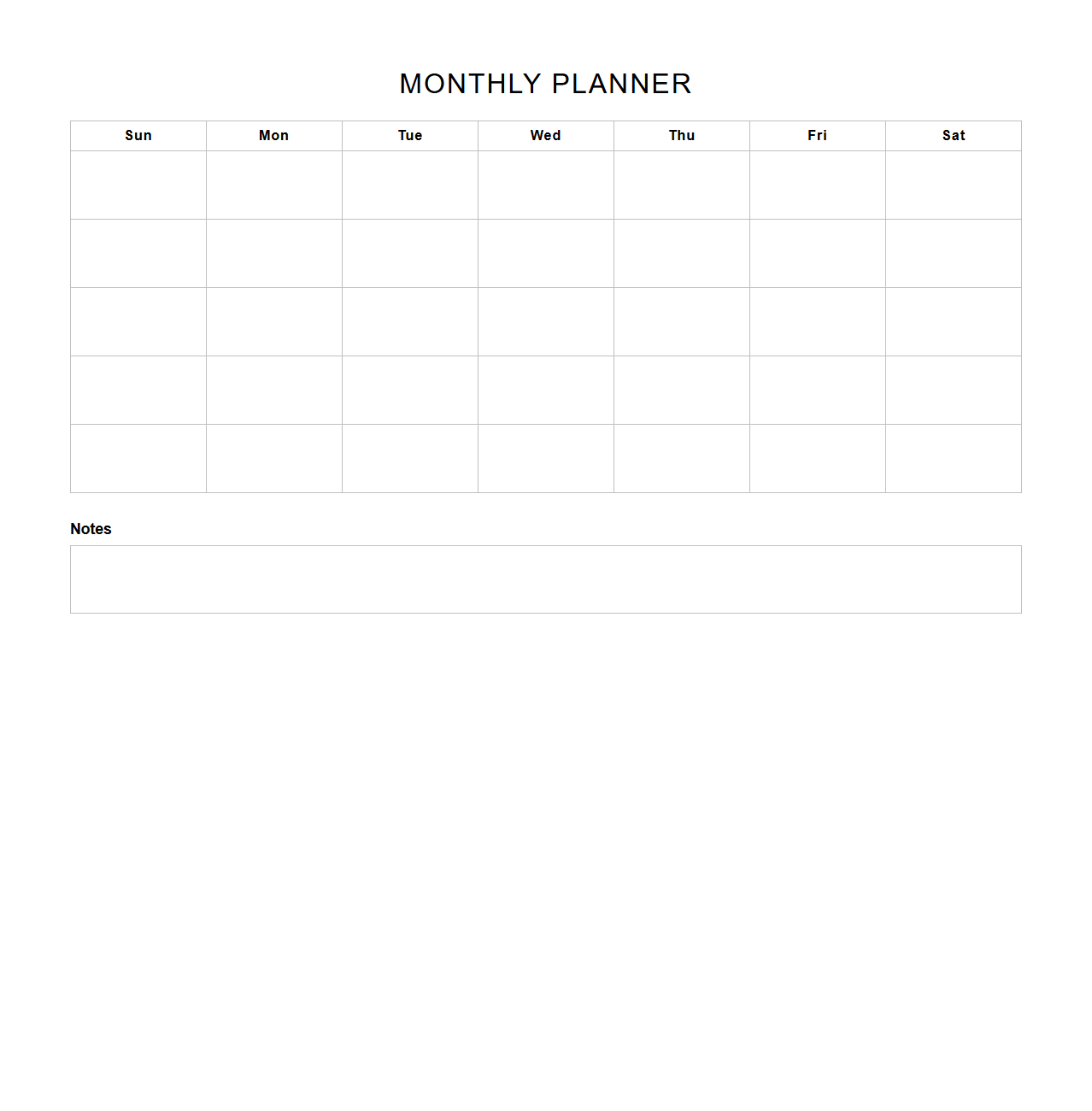 Simple Monthly Planner Sheet