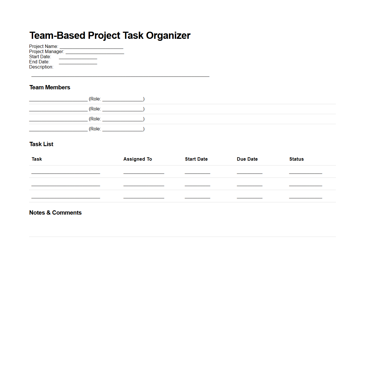 Team-Based Project Task Organizer