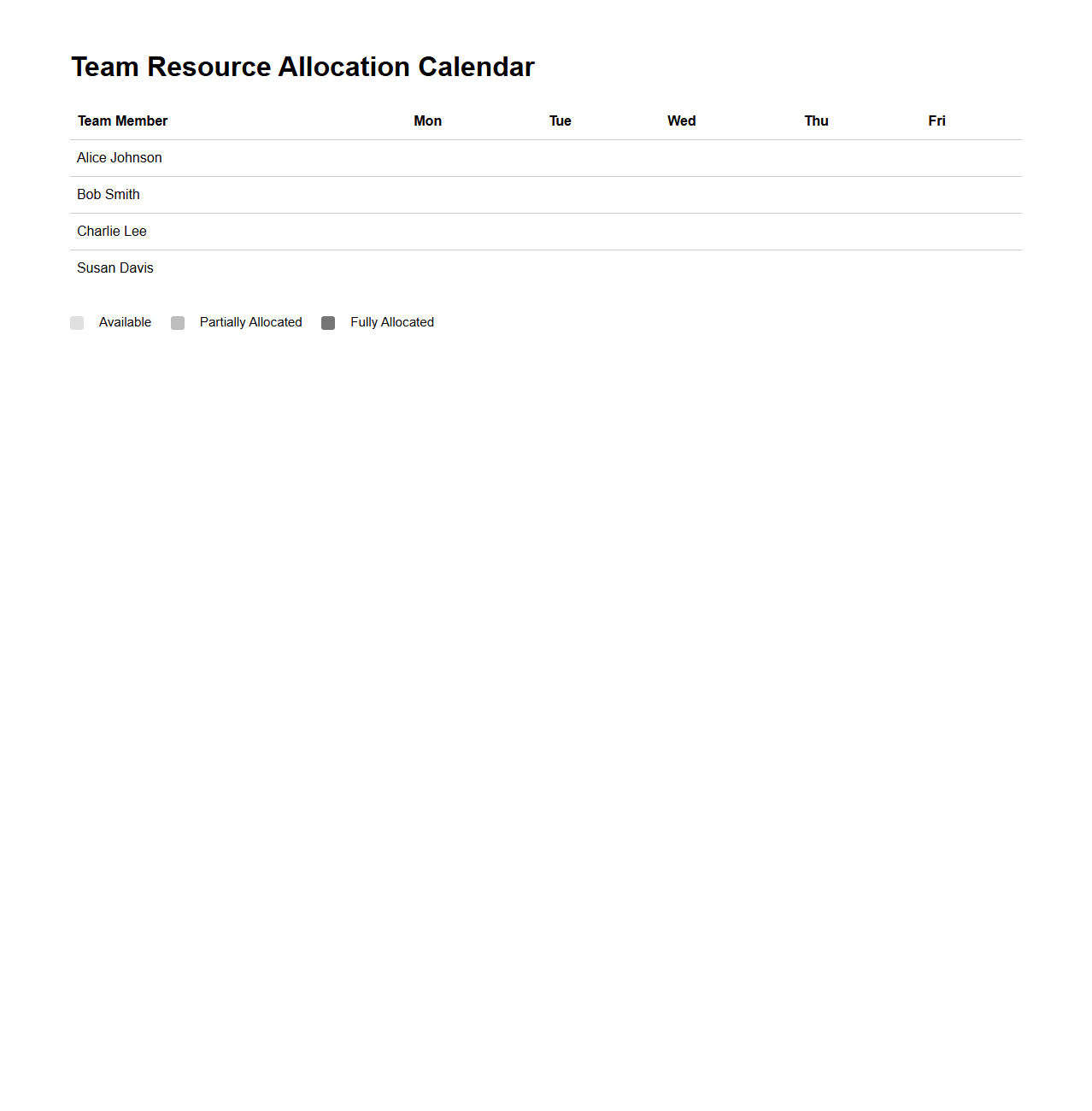 Team Resource Allocation Calendar