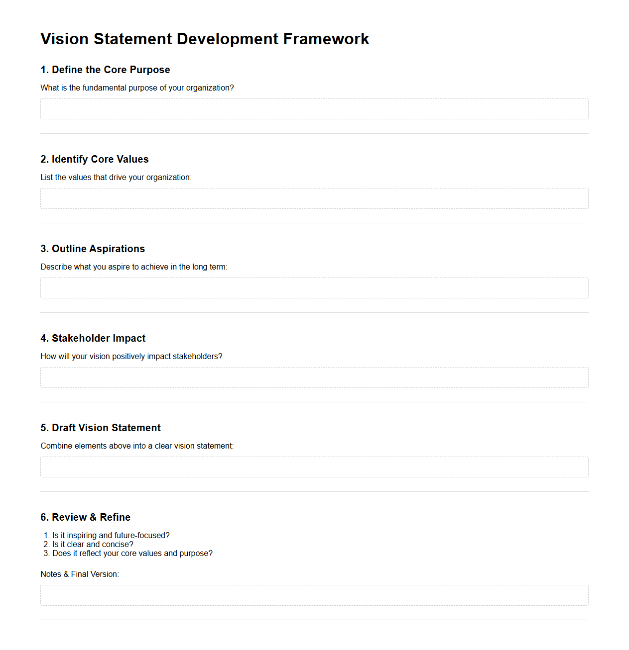Vision Statement Development Framework