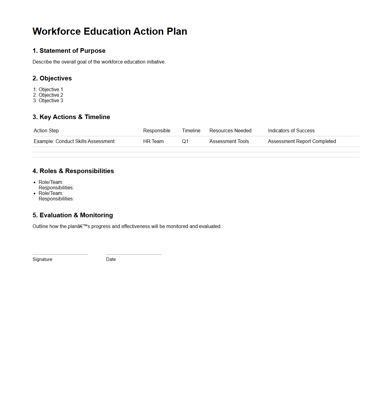 Workforce Education Action Plan