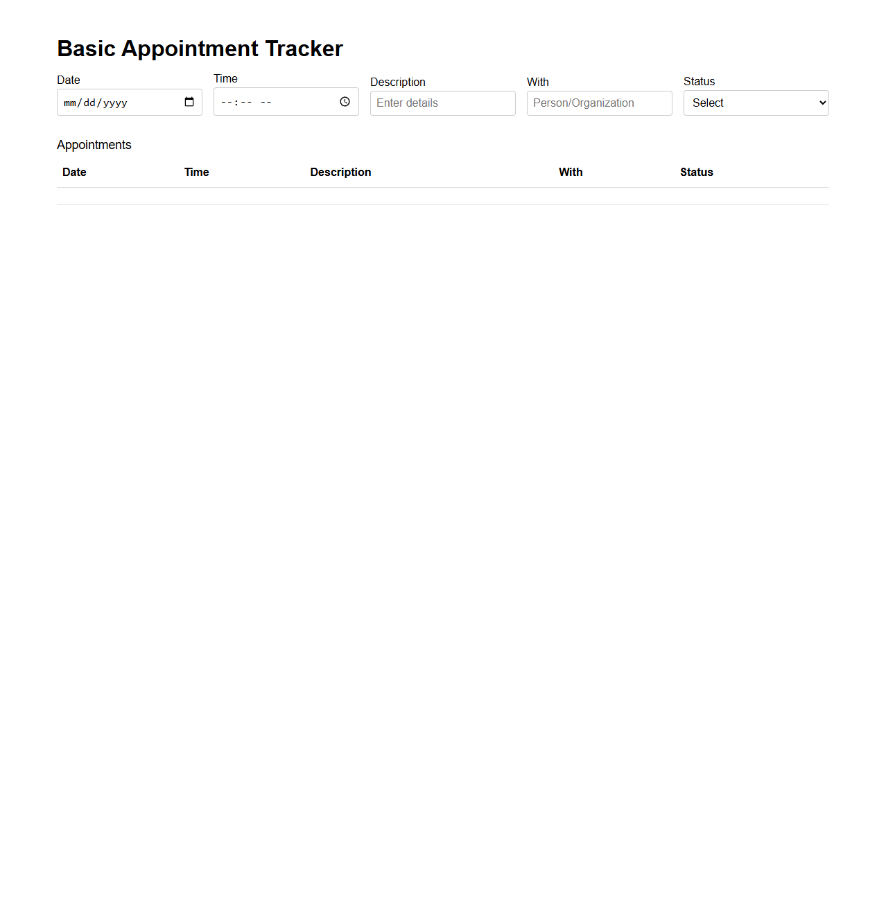 Basic Appointment Tracker Template