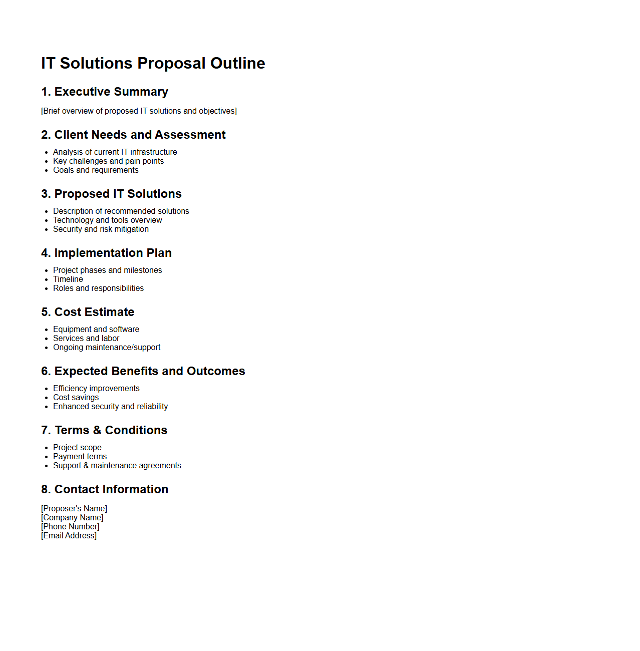Basic IT Solutions Proposal Outline
