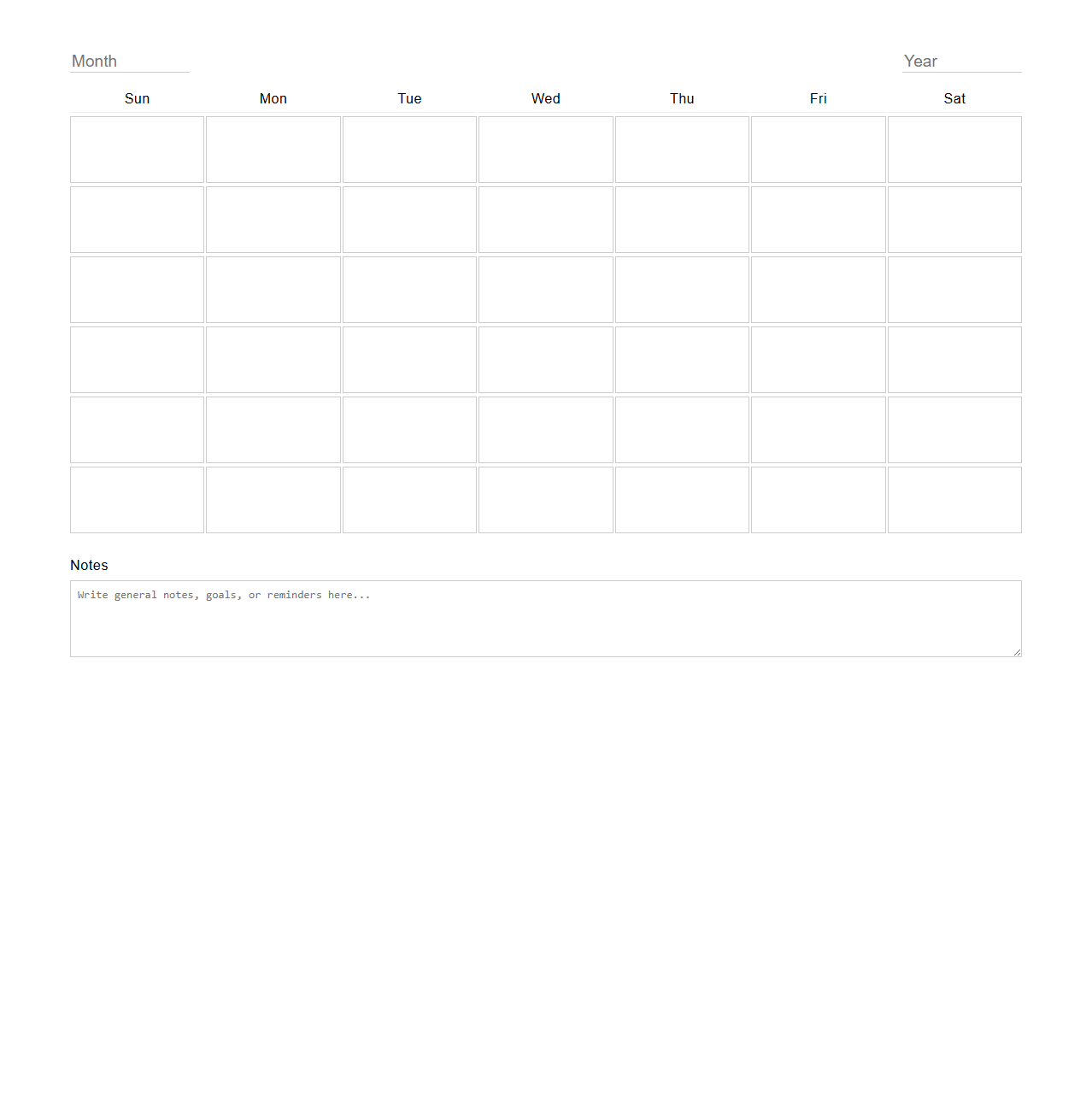 Blank Academic Monthly Planner for Students