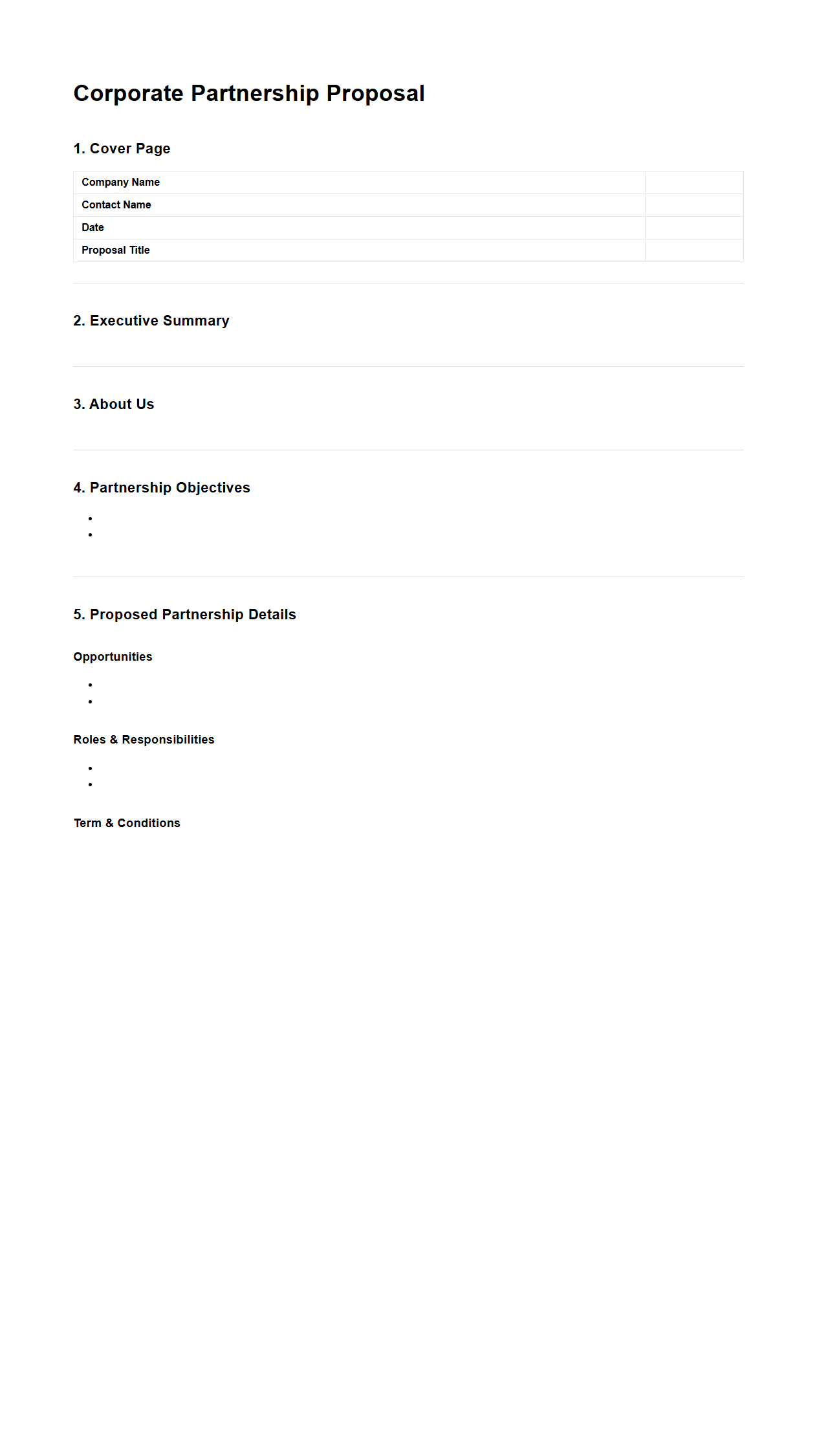 Blank Corporate Partnership Proposal Template
