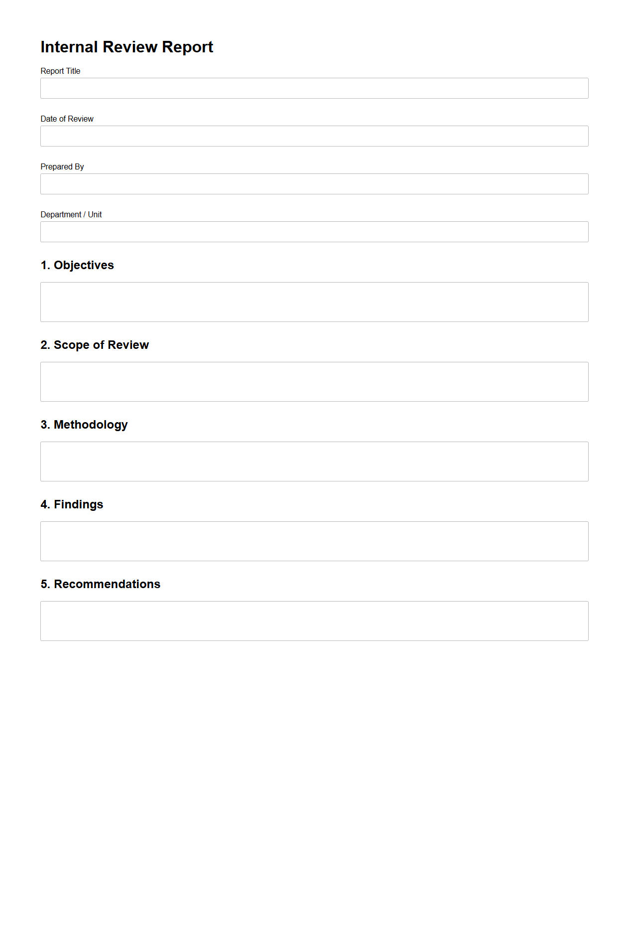 Blank Internal Review Report Format