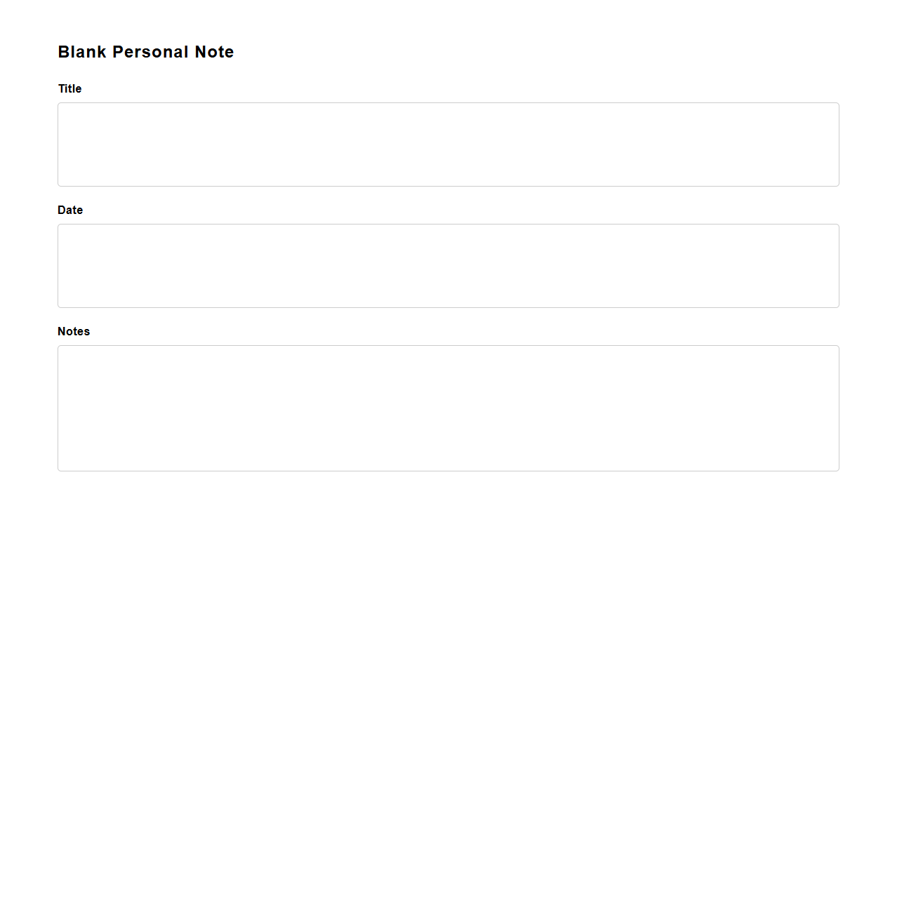 Blank Personal Note Template