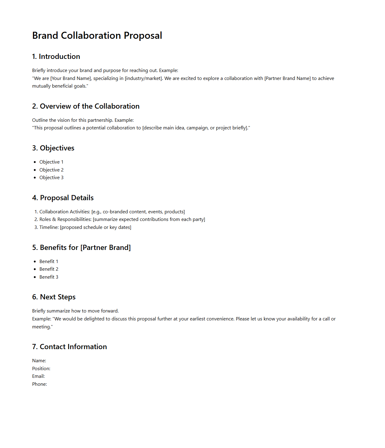 Brand Collaboration Proposal Template