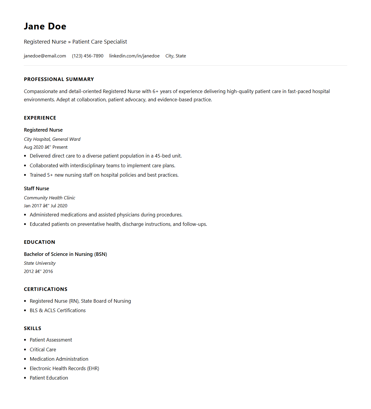 Clean Design Healthcare Resume Template