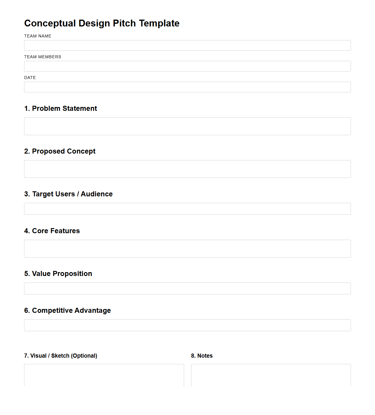 Conceptual Design Pitch Template for Teams