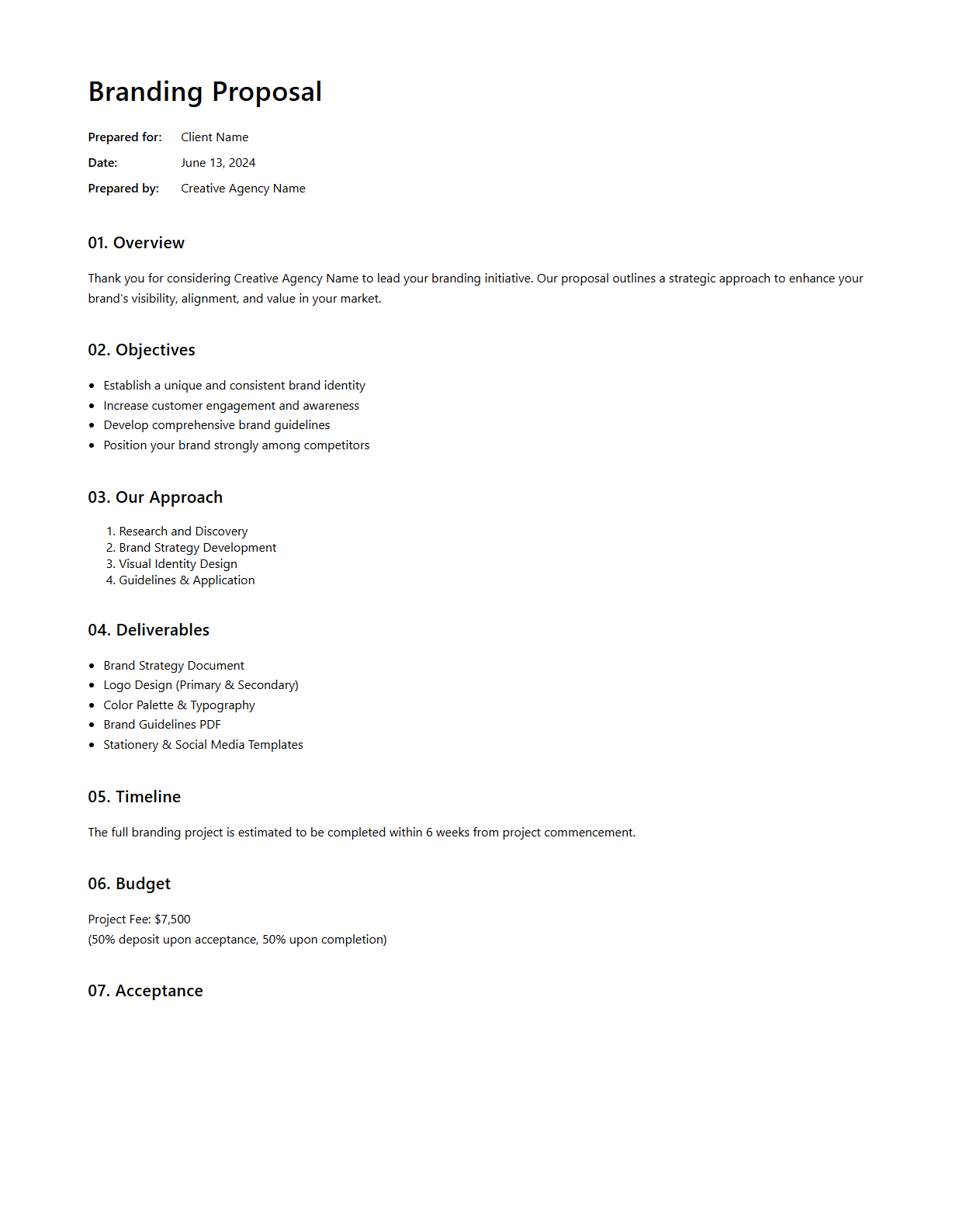 Creative Agency Branding Proposal Sample