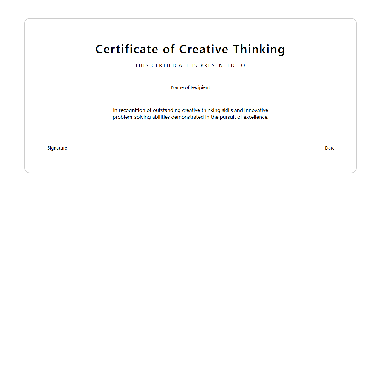 Creative Thinking Certificate Template