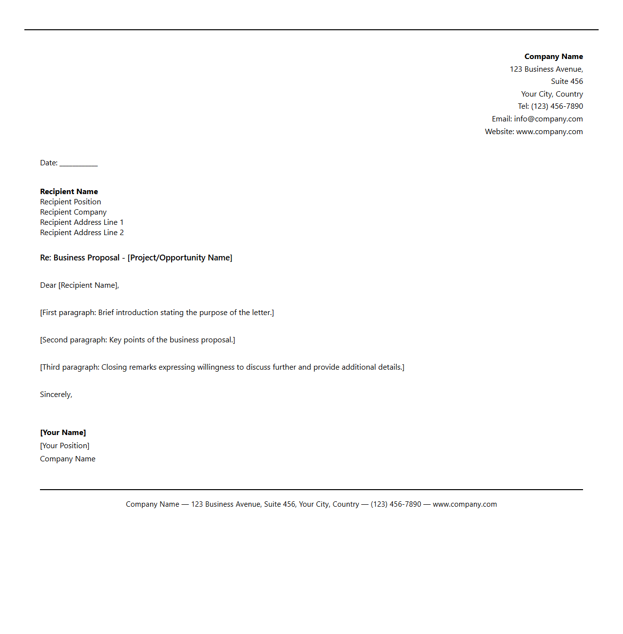 Elegant Business Letterhead Format for Business Proposals