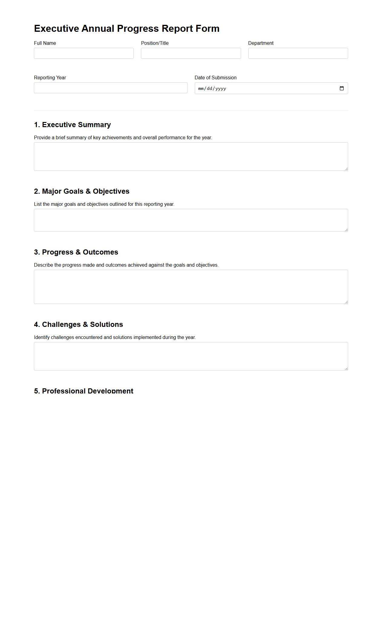Executive Annual Progress Report Form
