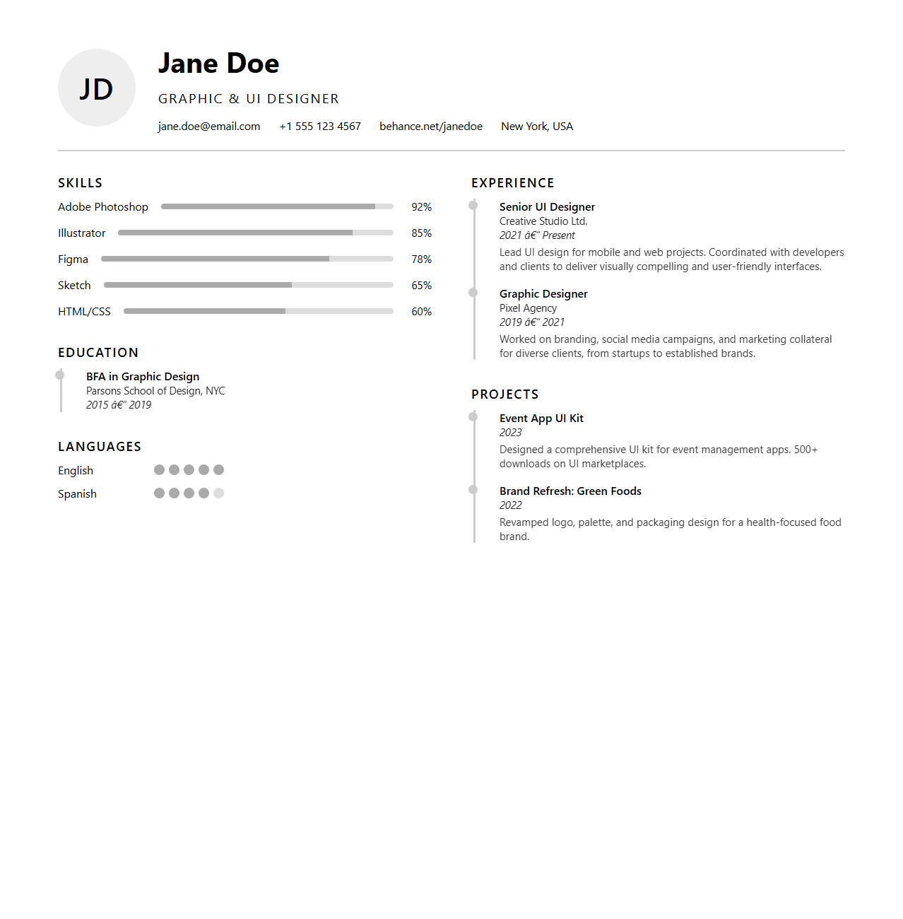 Infographic-Inspired Resume Template for Designers