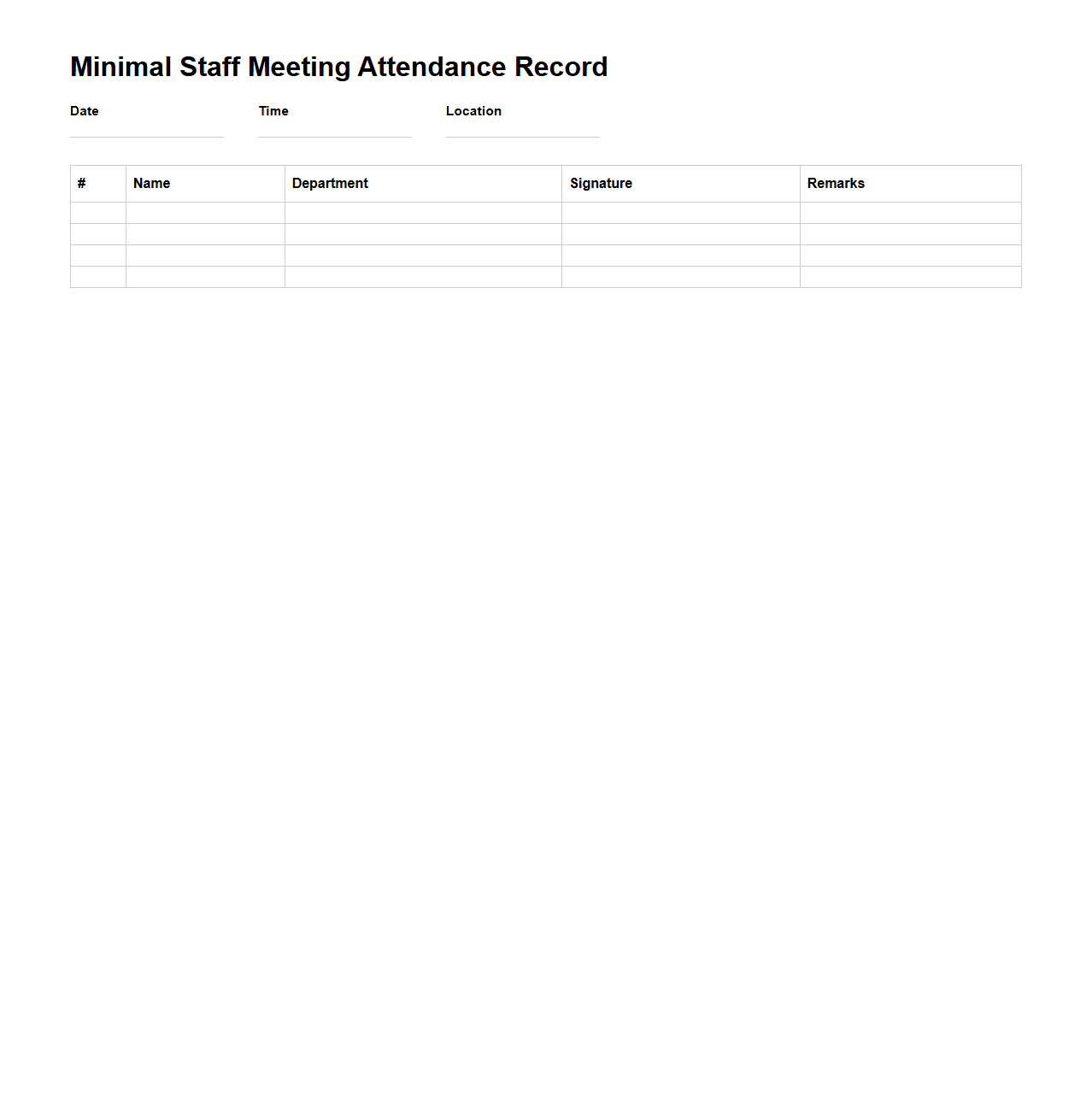 Minimal Staff Meeting Attendance Record