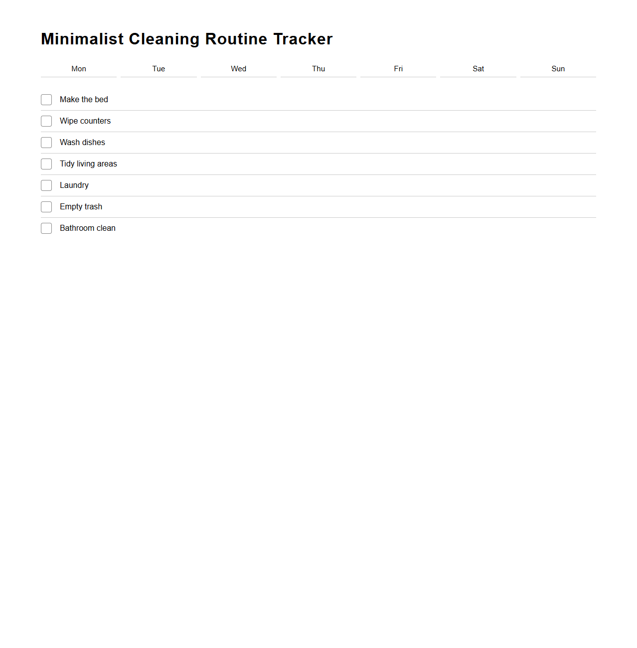 Minimalist Cleaning Routine Tracker