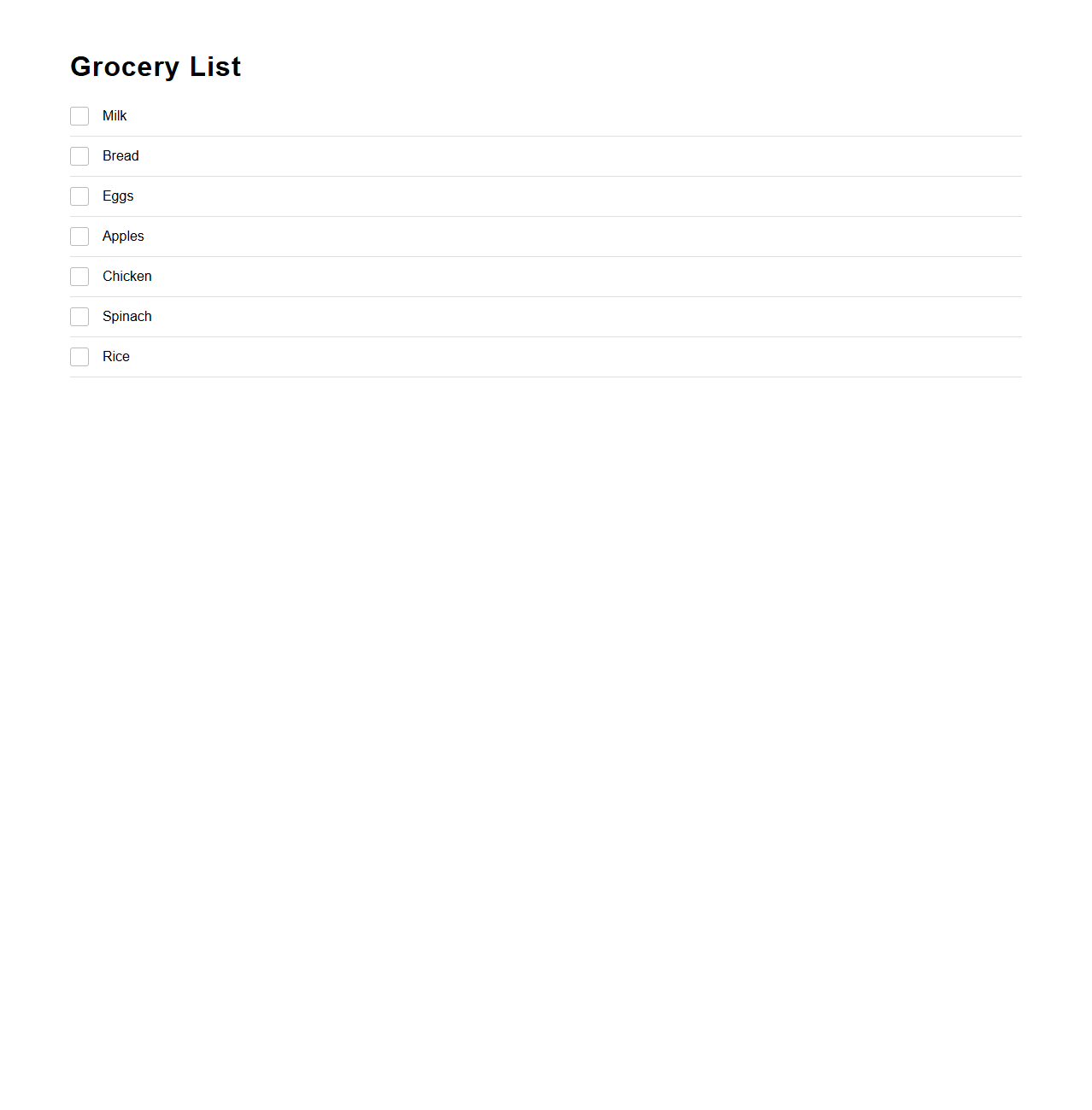 Minimalist Grocery List Template