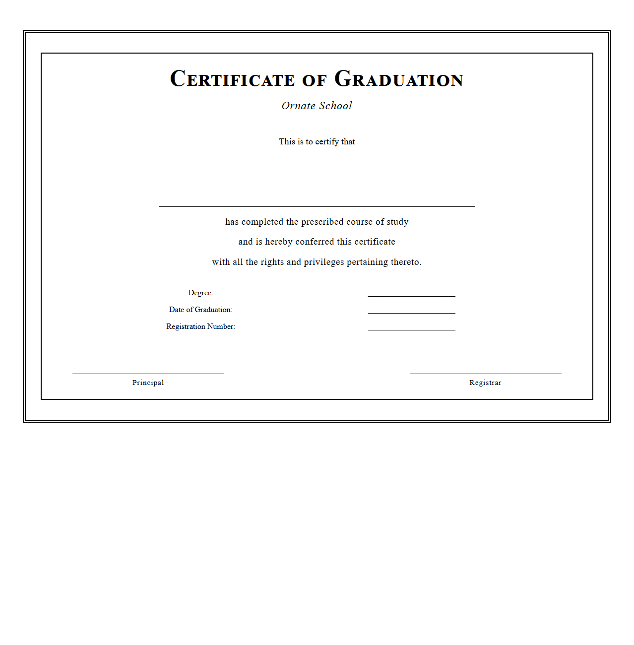Ornate School Graduation Certificate Template