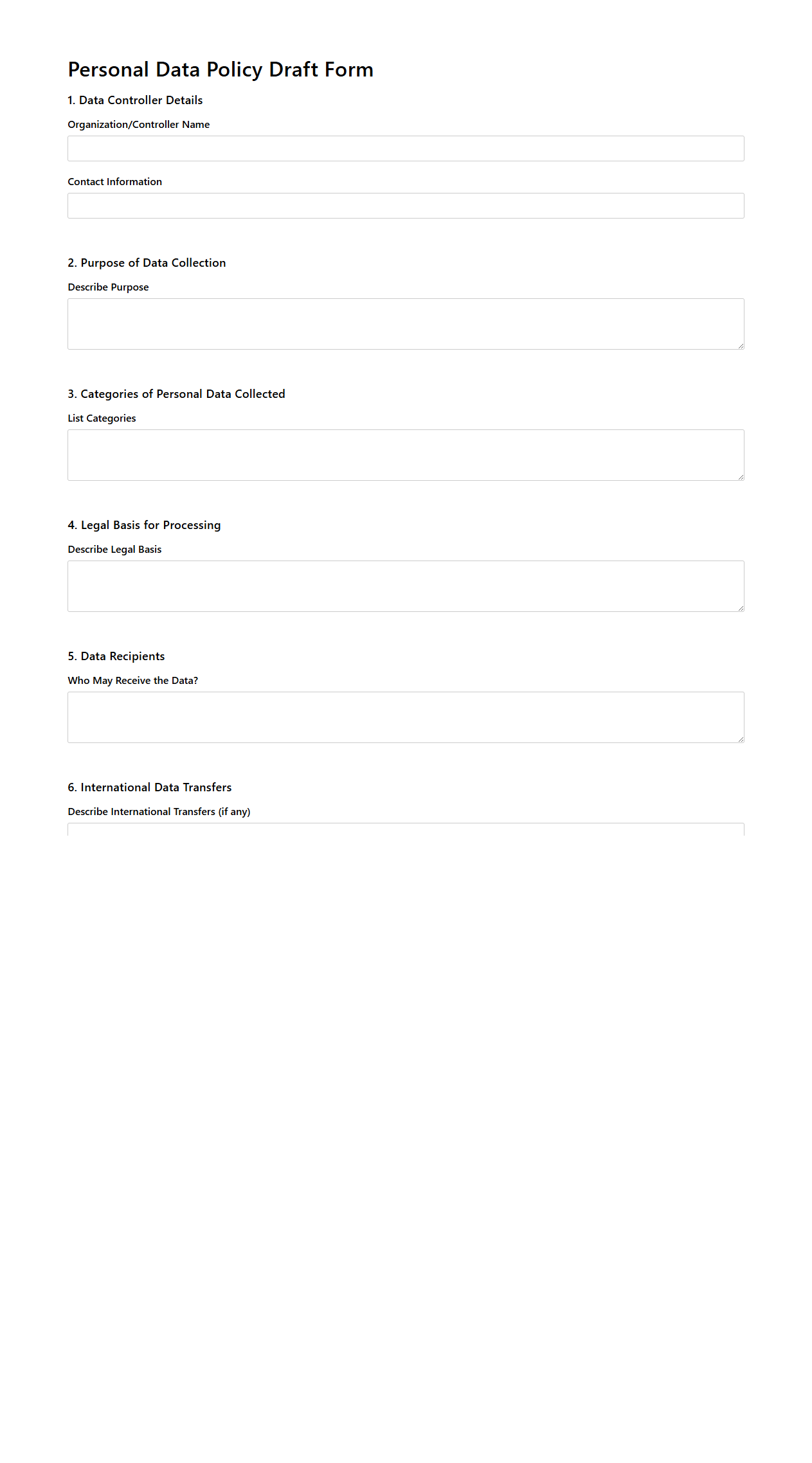 Personal Data Policy Draft Form