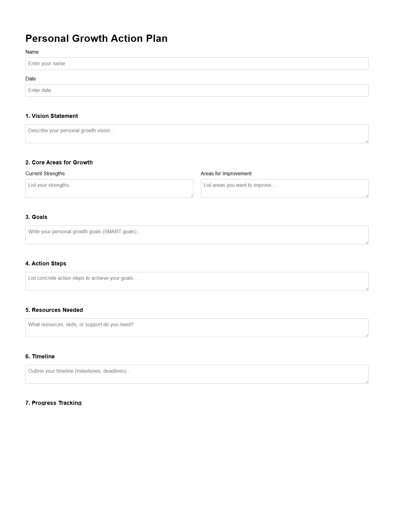 Personal Growth Action Plan Template