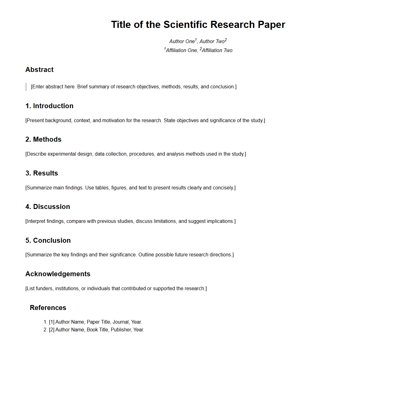 Scientific Research Paper Blank Document