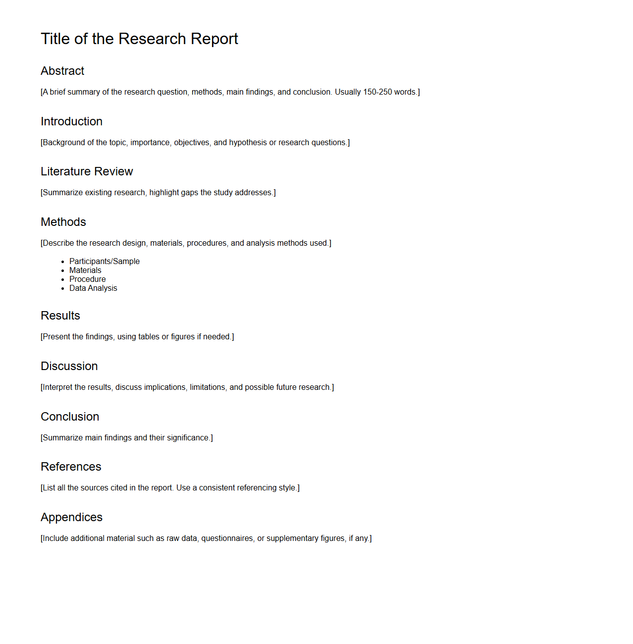 Scientific Research Report Layout for Learners