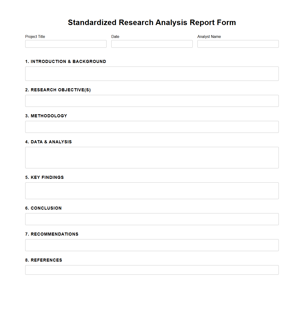 Standardized Research Analysis Report Form