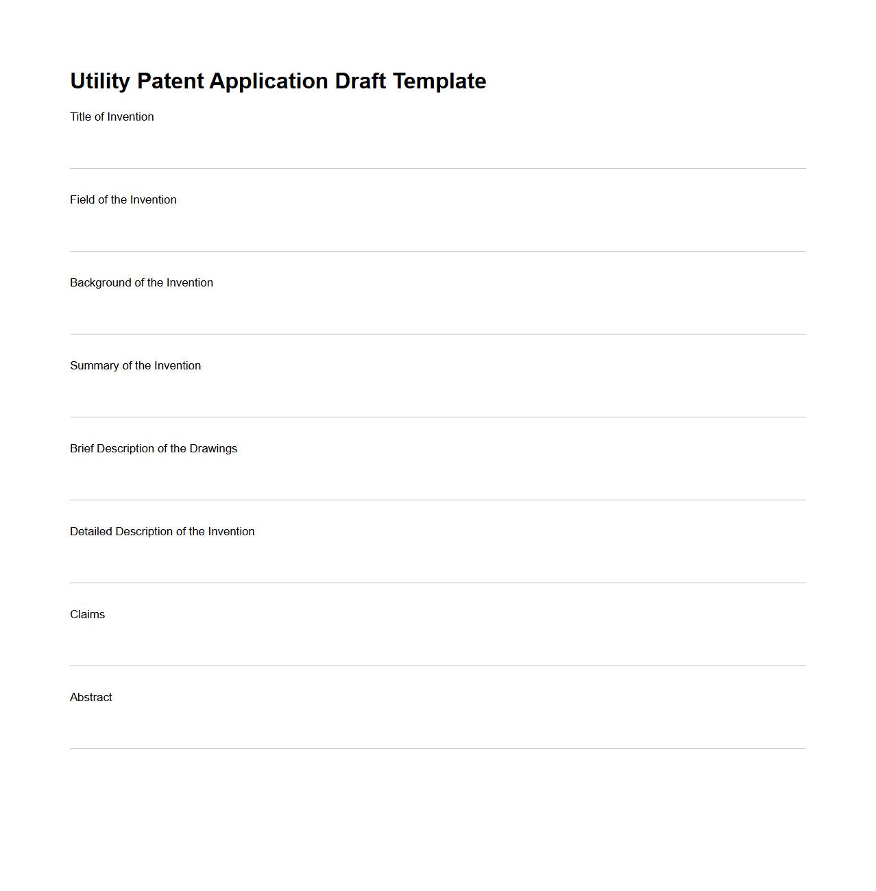 Utility Patent Application Draft Template