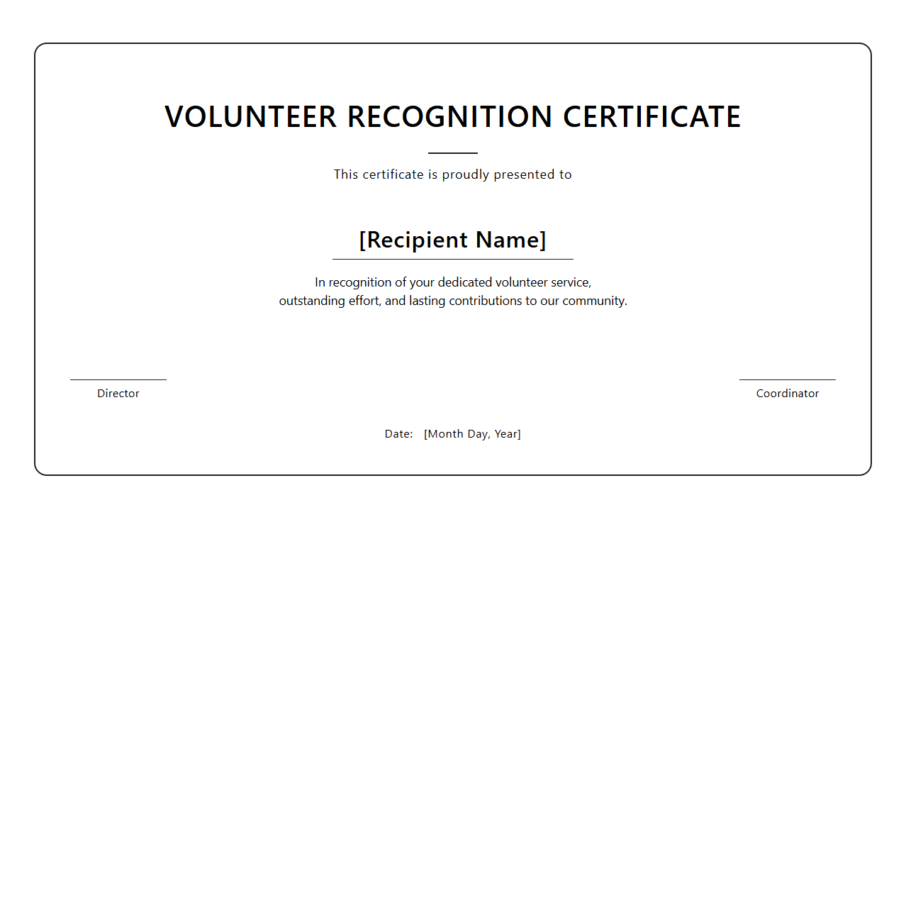 Volunteer Recognition Certificate Design