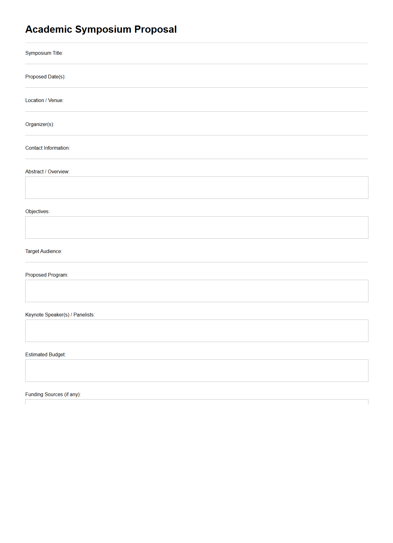 Blank Academic Symposium Proposal Format