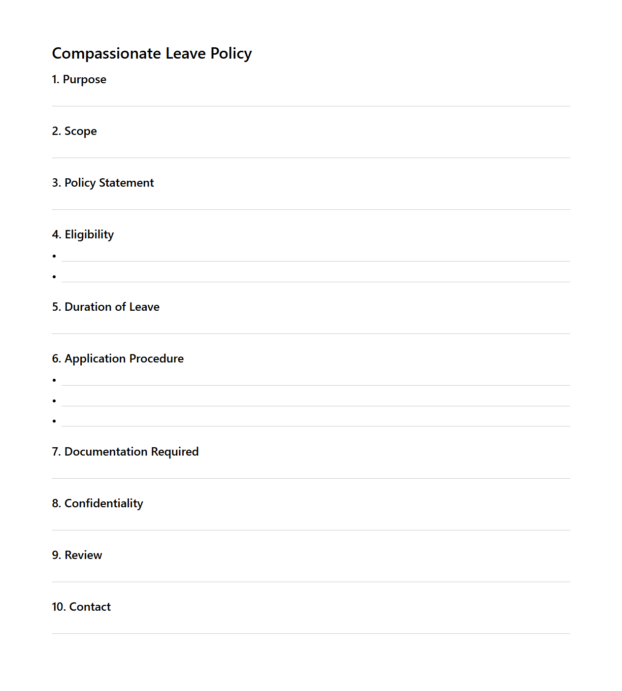 Blank Compassionate Leave Policy Template