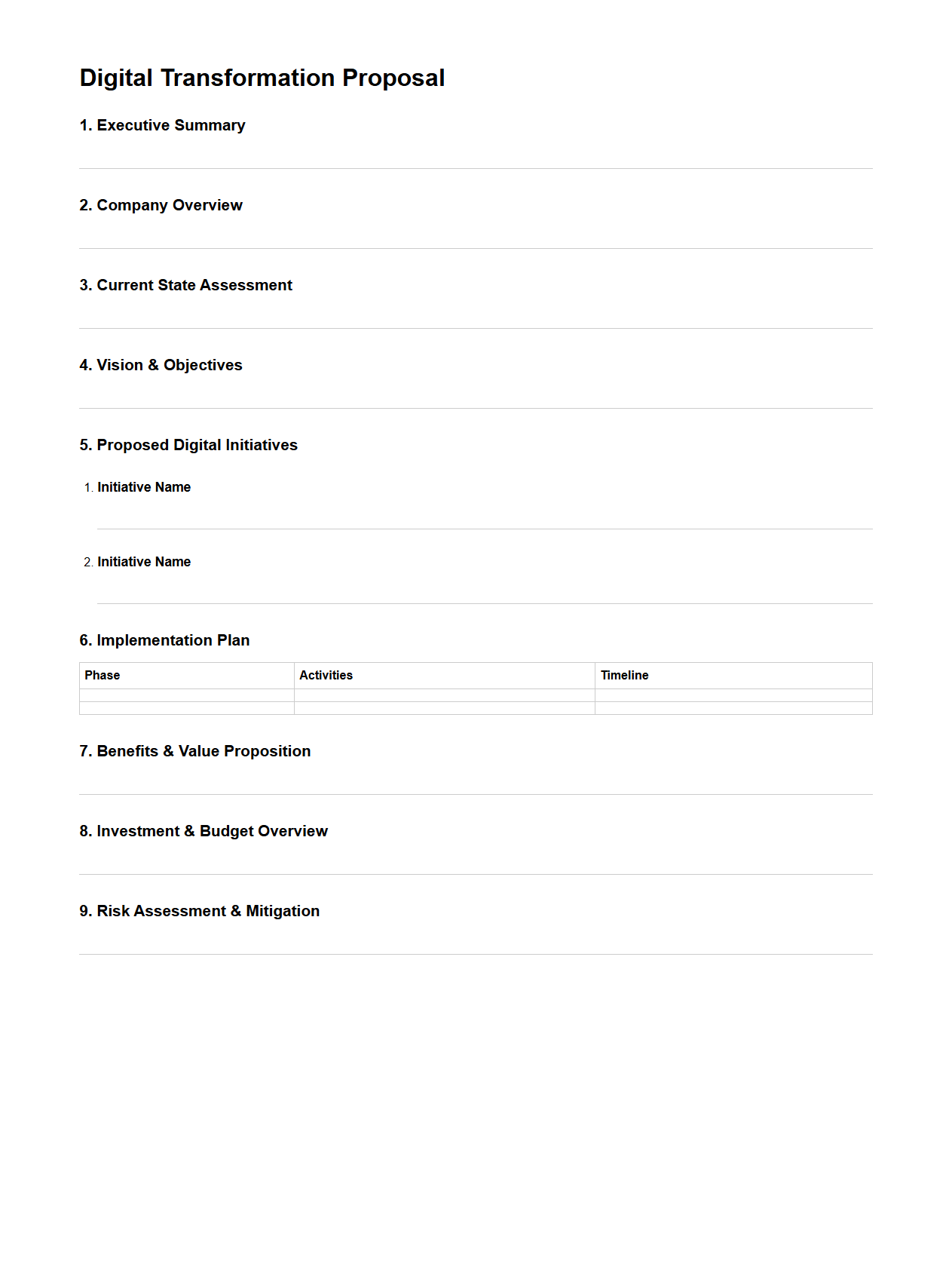 Blank Digital Transformation Proposal Template