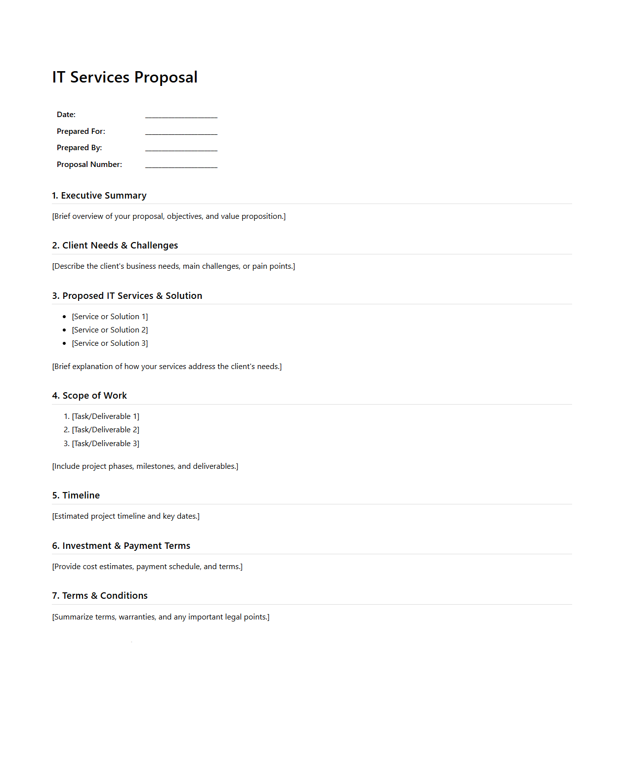 Blank IT Services Proposal Template