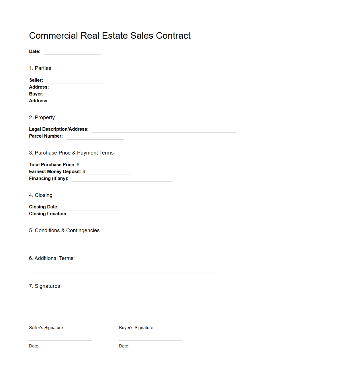 Commercial Real Estate Sales Contract