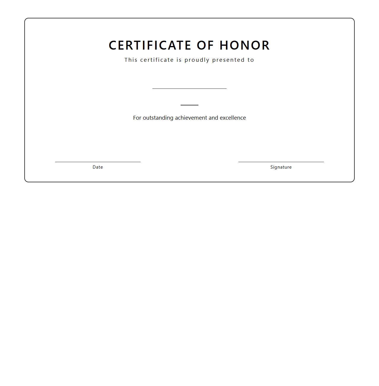 Creative Blank Certificate of Honor Sheet