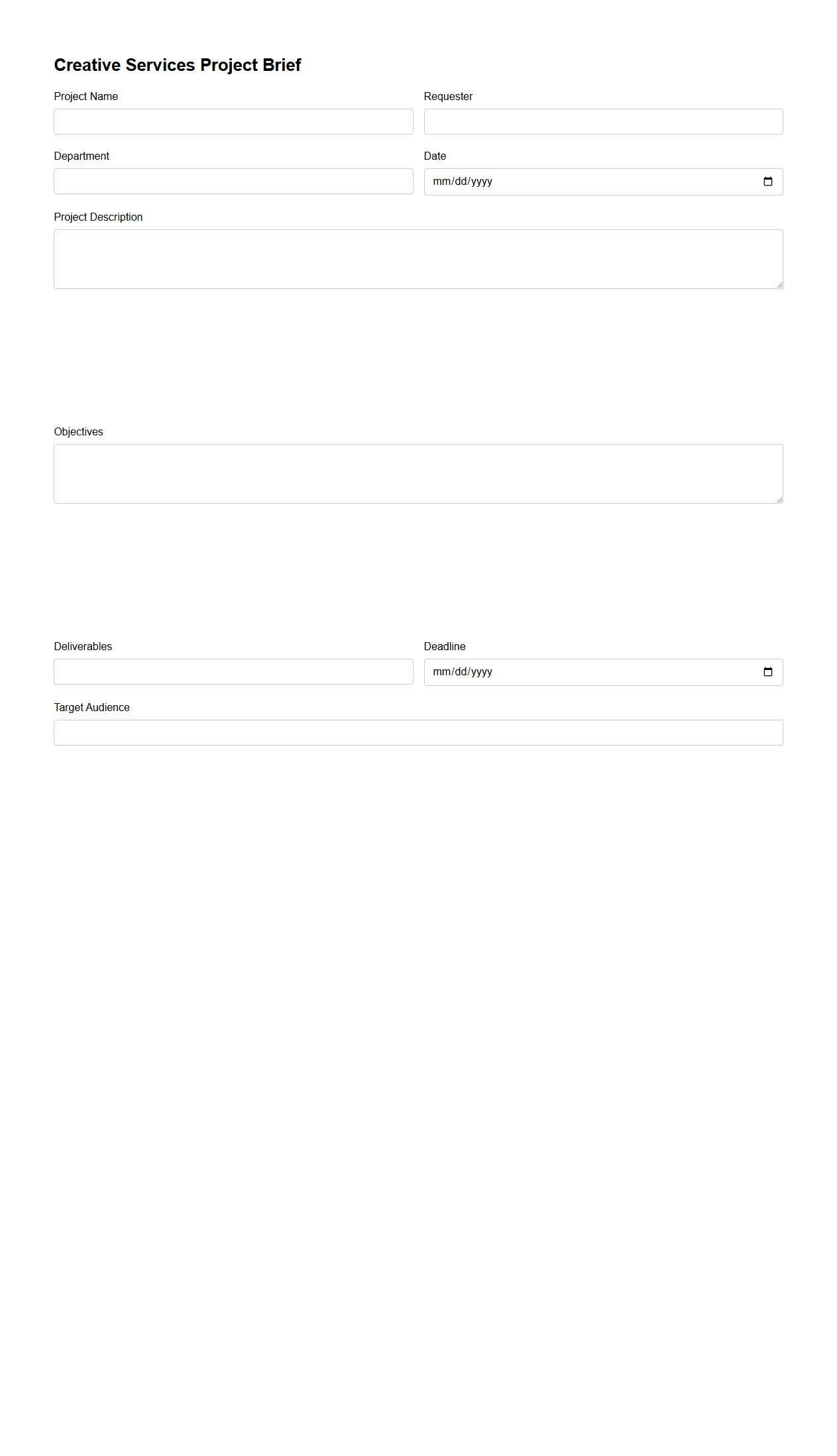 Creative Services Project Brief Form