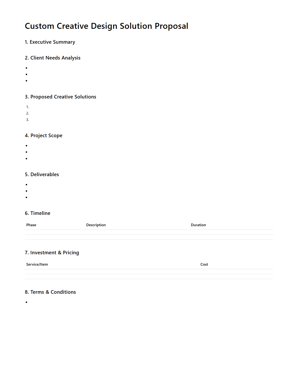 Custom Creative Design Solution Proposal Framework