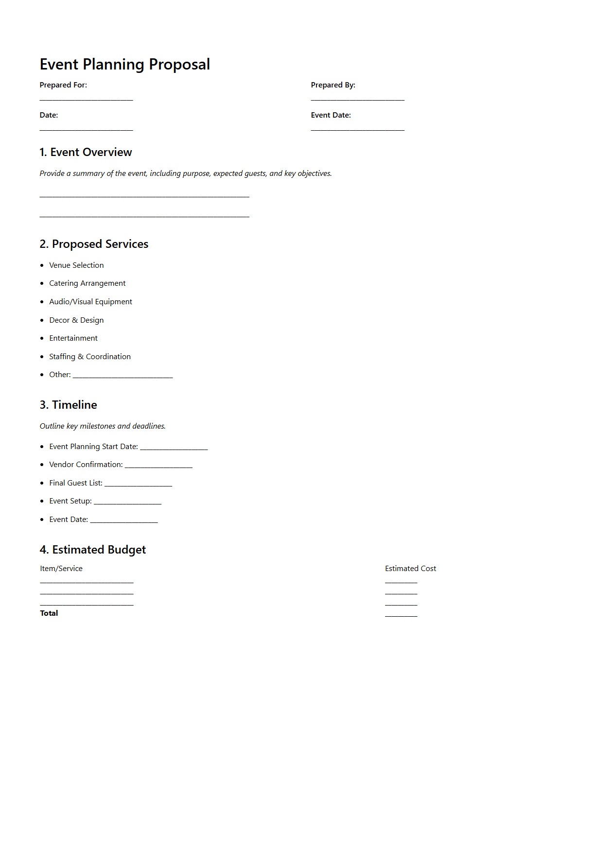 Event Planning Proposal Template for Businesses