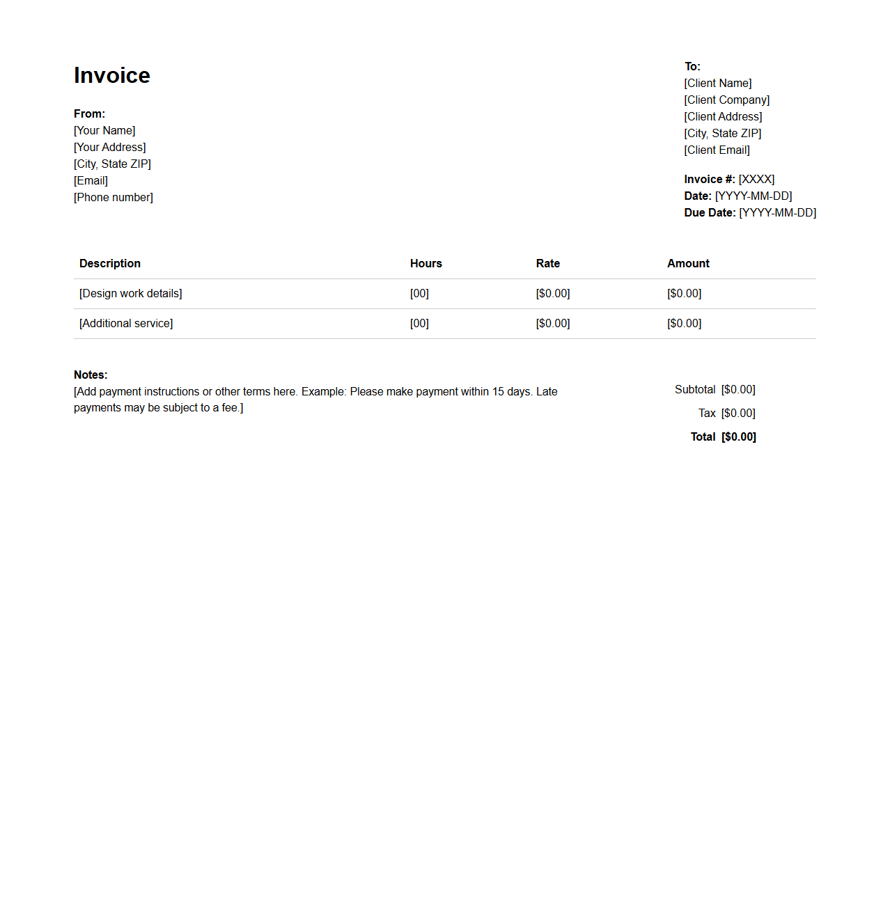 Freelance Designer Invoice Format