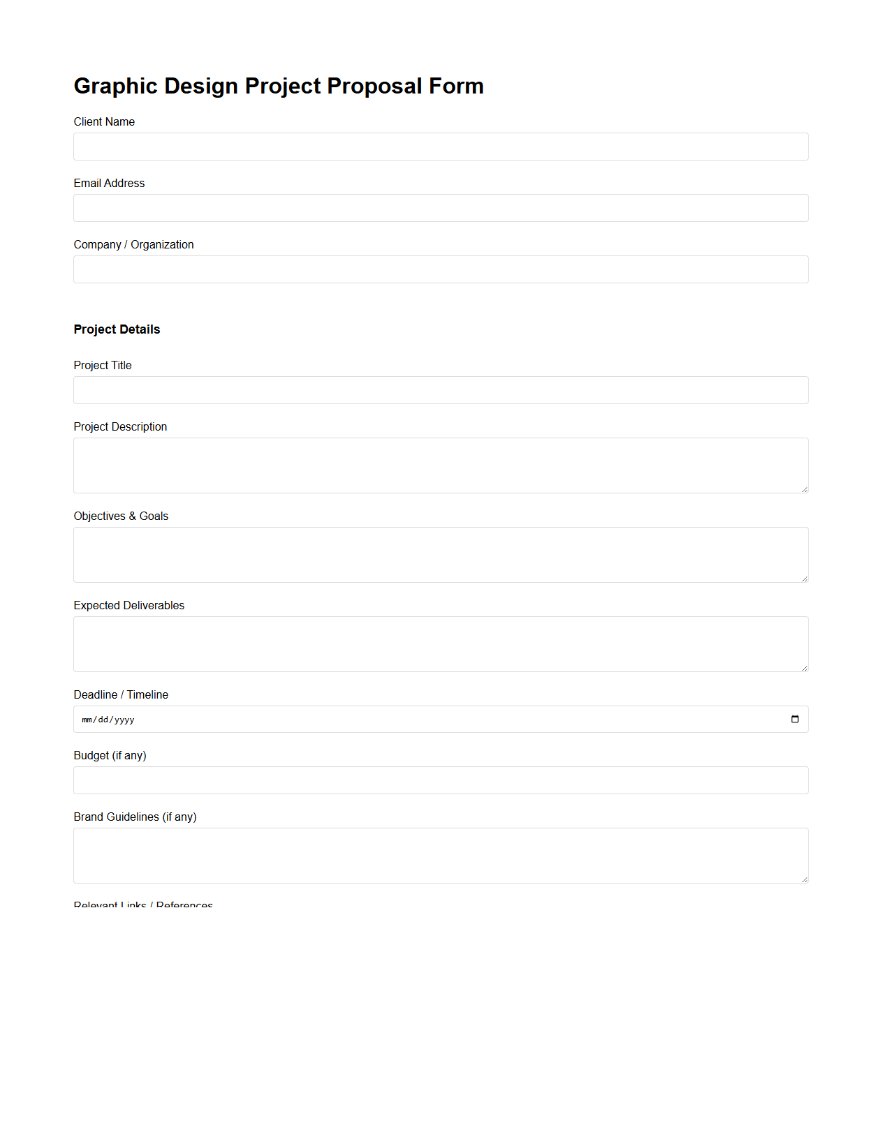 Graphic Design Project Proposal Form