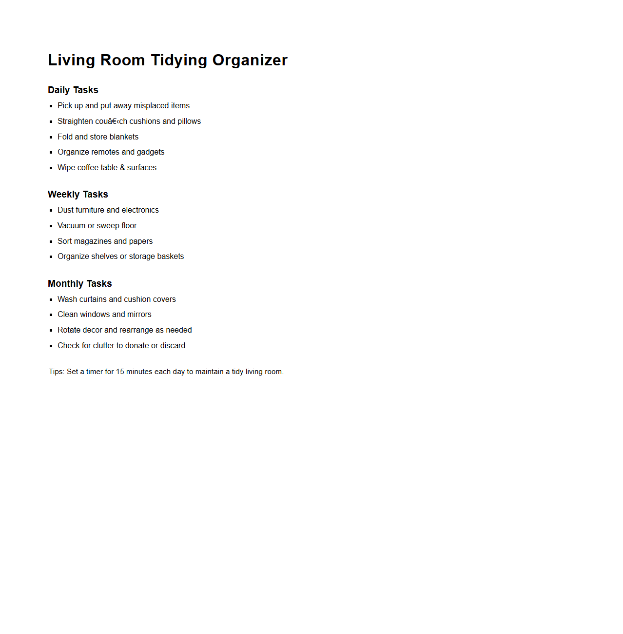 Living Room Tidying Organizer